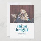 Blauwgroen Shine Bright Hanukkah-fotokaart Feestdagenkaart (Voorkant)