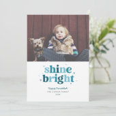 Blauwgroen Shine Bright Hanukkah-fotokaart Feestdagenkaart (Staand voorkant)