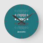 Blauwgroen Shine. Shine. Helderheid. Shine. Shine. Ronde Klok (Voorkant)