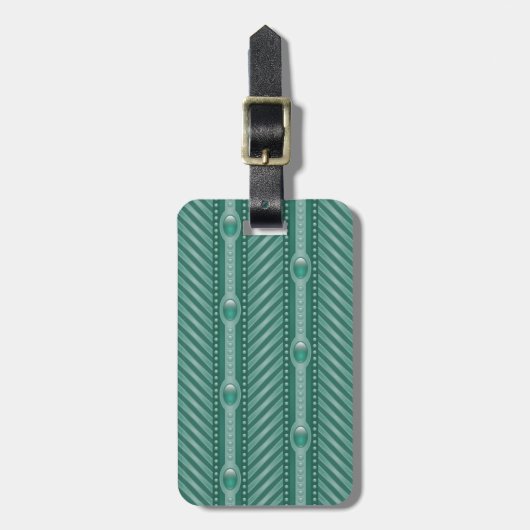 Blauwgroen sierpatroon bagagelabel (Voorkant verticaal)