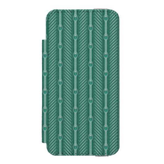 Blauwgroen sierpatroon incipio iPhone portemonnee hoesje (Voorkant Agenda)