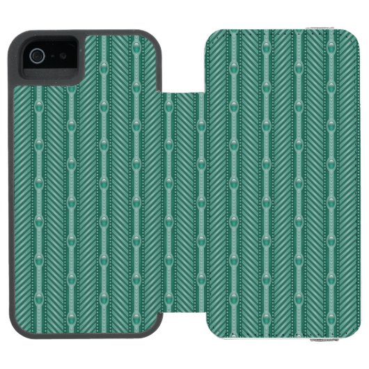 Blauwgroen sierpatroon incipio iPhone portemonnee hoesje (Agenda Open)