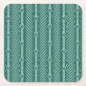Blauwgroen sierpatroon kartonnen onderzetters (Voorkant)