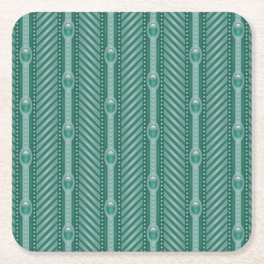 Blauwgroen sierpatroon kartonnen onderzetters (Voorkant)