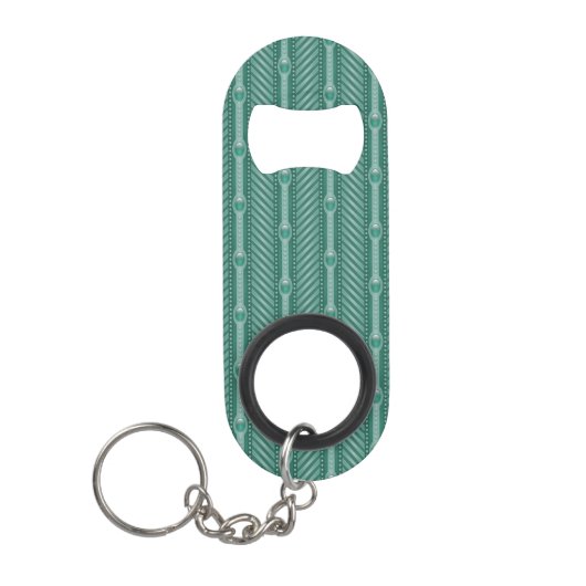 Blauwgroen sierpatroon mini flessenopener (Voorkant)