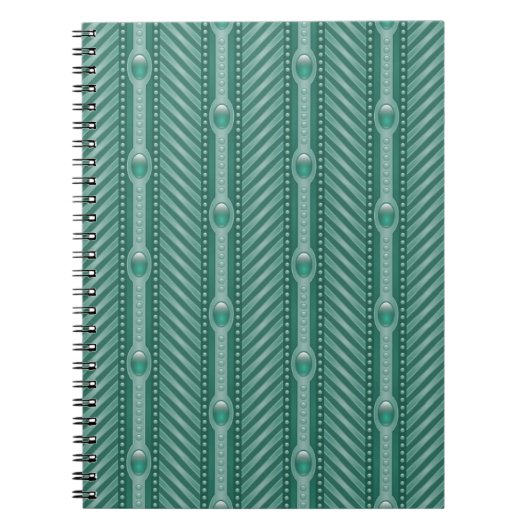 Blauwgroen sierpatroon notitieboek (Voorkant)