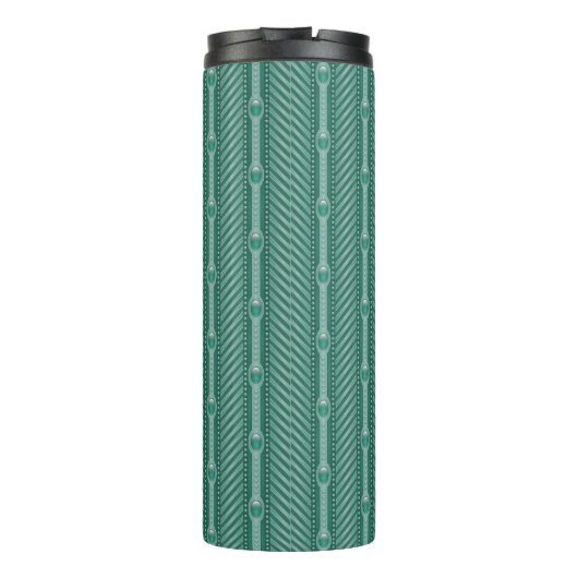 Blauwgroen sierpatroon thermosbeker (Achterkant)