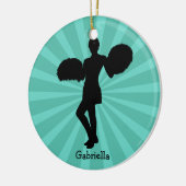 Blauwgroen Silhouette Cheerleader kerstversiering Keramisch Ornament (Links)
