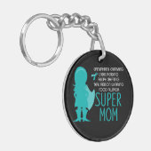 Blauwgroen Silhouette Food Allergy Super Mam Sleutelhanger (Voorkant Links)