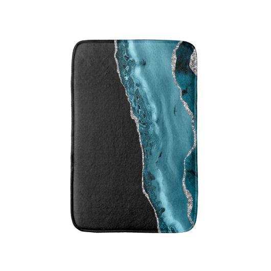 Blauwgroen & Silver Agaat badmat (Voorkant Verticaal)