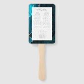 Blauwgroen Silver Agate Wedding Program Handwaaier (Achterkant)