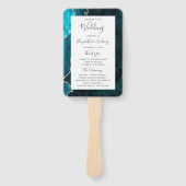 Blauwgroen Silver Agate Wedding Program Handwaaier (Voorkant)