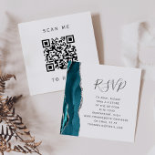 Blauwgroen Silver Agate Wedding QR-code RSVP Informatiekaartje
