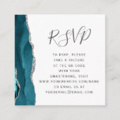 Blauwgroen Silver Agate Wedding QR-code RSVP Informatiekaartje (Voorkant)