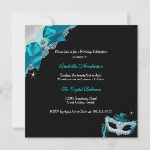 Blauwgroen Silver Bow Masquerade Sweet Sixteen Inv Kaart (Achterkant)