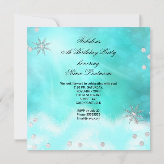 Blauwgroen Silver Champagne High Heels Birthday Kaart (Achterkant)