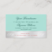 Blauwgroen Silver Decor Cute Roos Flower met Monog Visitekaartje (Achterkant)