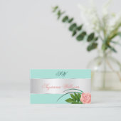 Blauwgroen Silver Decor Cute Roos Flower with Init Visitekaartje (Staand voorkant)