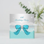 Blauwgroen Silver Diamond 40e verjaardag Kaart (Staand voorkant)