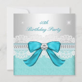 Blauwgroen Silver Diamond 40e verjaardag Kaart (Voorkant)