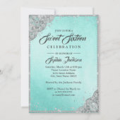 Blauwgroen Silver Diamond Sparkle Gown Sweet Sixte Kaart (Achterkant)