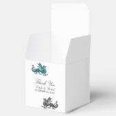 Blauwgroen Silver Dragon Wedding Favor Boxes Bedankdoosjes (Geopend)