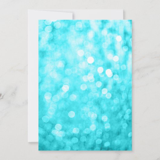 Blauwgroen Silver Faux Glitter Lights 15e Quincean Kaart (Achterkant)