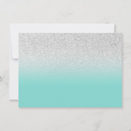 Blauwgroen Silver glitter blauw groen dank je Swee Bedankkaart (Achterkant)