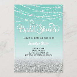 Blauwgroen Silver Glitter Bridal Shower-uitnodigin Kaart
