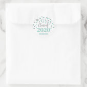 Blauwgroen Silver Glitter Confetti Afstuderen 2020 Ronde Sticker (Tas)