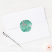 Blauwgroen & Silver Glitter Glamour Jurk Verjaarda Ronde Sticker (Envelop)