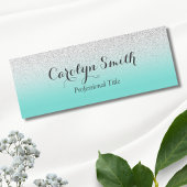 Blauwgroen Silver Glitter-label voor werknemers Naamplaatje