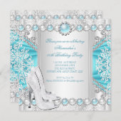 Blauwgroen Silver High Heels White Pearl Birthday  Kaart (Voorkant / Achterkant)