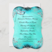 Blauwgroen Silver Masquerade Quinceanera Birthday  Kaart (Achterkant)