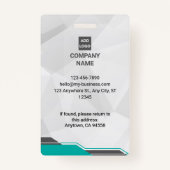 Blauwgroen & Silver Modern ID met foto & barcode Badge (Achterkant)