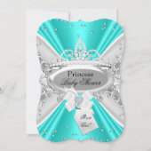 Blauwgroen Silver Princess Tiara Baby shower Invit Kaart (Voorkant)