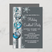 Blauwgroen Silver Snowflake Ornament kerstfeest Kaart (Voorkant / Achterkant)