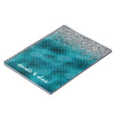Blauwgroen Silver Sparkle Mermaid gepersonaliseerd Notitieboek (Linkerzijde)