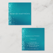 Blauwgroen Silver Sparkle Splashes Beauty Stylist Vierkante Visitekaartje (Voorkant / Achterkant)
