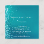 Blauwgroen Silver Sparkle Splashes Beauty Stylist Vierkante Visitekaartje (Achterkant)