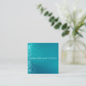 Blauwgroen Silver Sparkle Splashes Beauty Stylist Vierkante Visitekaartje (Staand voorkant)
