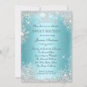 Blauwgroen Silver Winter Wonderland Sweet 16 Tiara Kaart (Voorkant)