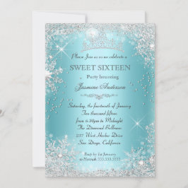Blauwgroen Silver Winter Wonderland Sweet 16 Tiara Kaart