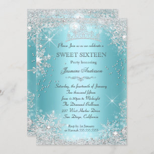 Blauwgroen Silver Winter Wonderland Sweet 16 Tiara Kaart