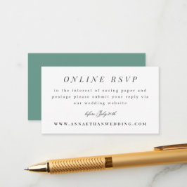 Blauwgroen Simple Branch Wedding Suite Online RSVP Informatiekaartje