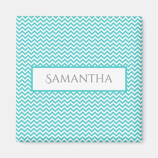 Blauwgroen Simple Chevron Personalized Magnet (Voorkant)