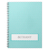 Blauwgroen Simple Chevron Personalized Notitieboek (Voorkant)