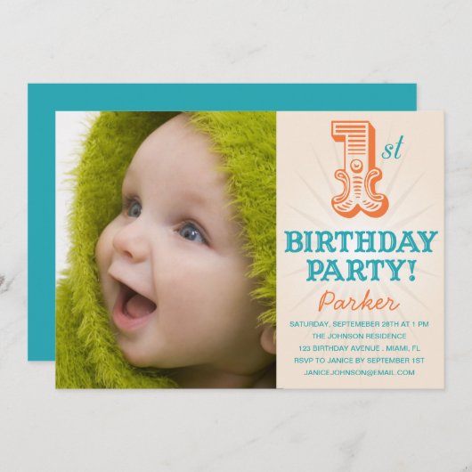 BLAUWGROEN & SINAASAPPEL 1E | EERSTE VERJAARDAG UI KAART (Voorkant / Achterkant)