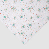 Blauwgroen Sinaasappel Atomic Starburst Mid Centur Tissuepapier (Detail)