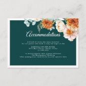 Blauwgroen Sinaasappel Bloemen Herfst Bruiloft Acc Informatiekaartje (Voorkant)